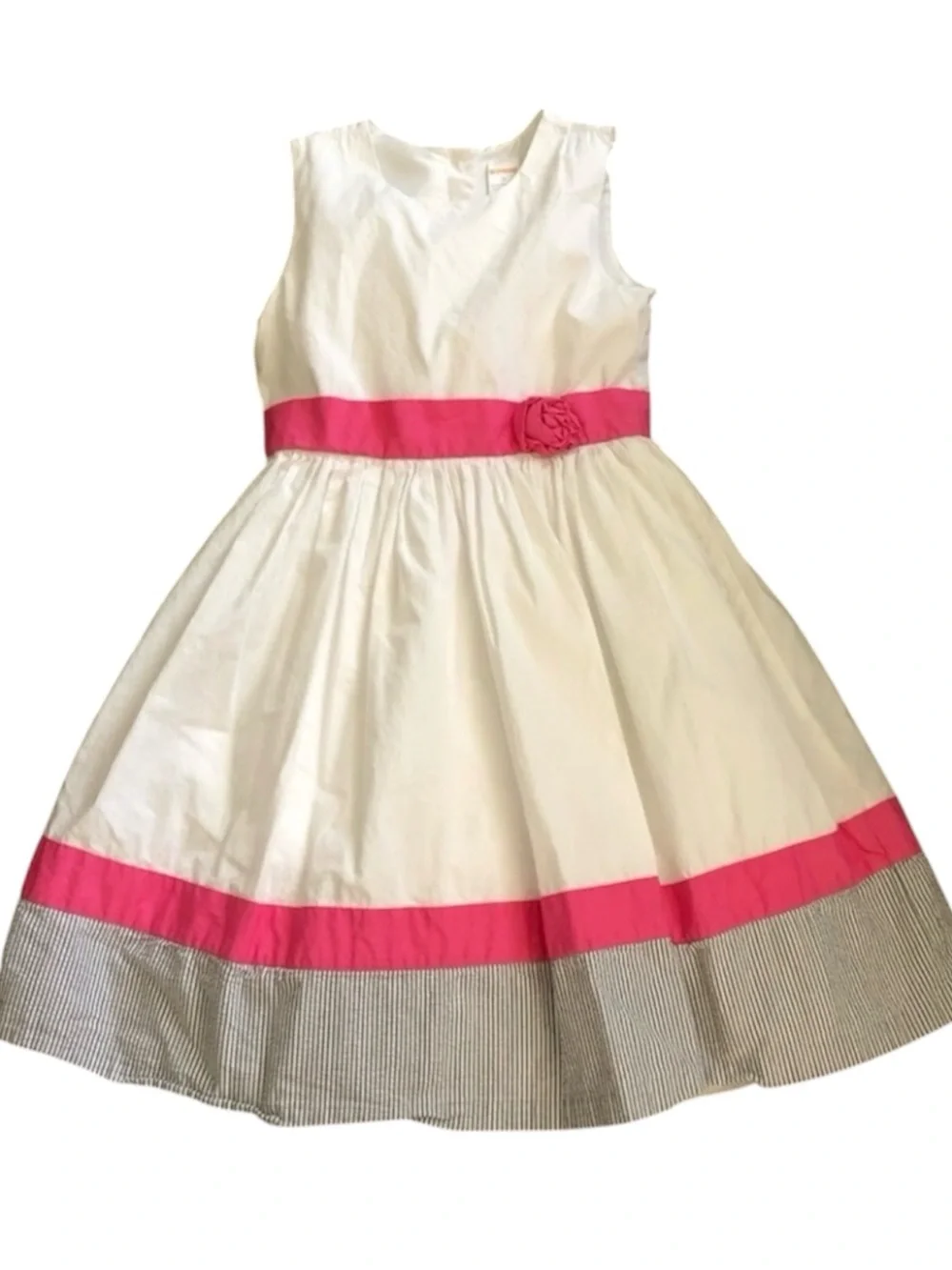 Gymboree White Seersucker Rosette Dress